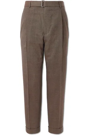 OFFICINE GENERALE Hugo Tapered Belted Pleated Virgin Wool Suit Trousers