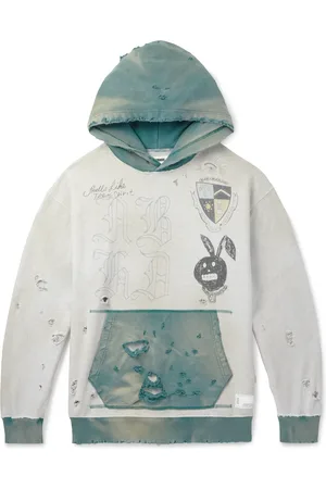 NEIGHBORHOOD Savage Printed Distressed Cotton-Jersey Hoodie