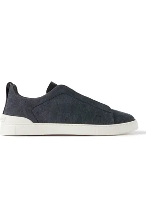Ermenegildo Zegna Leather-Trimmed Canvas Slip-On Sneakers