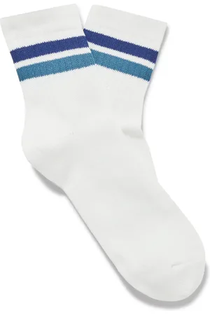 Mr P. Striped Ribbed Cotton-Blend Socks