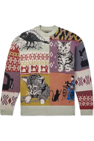 KAPITAL Patchwork Cotton-Blend Jacquard Sweater