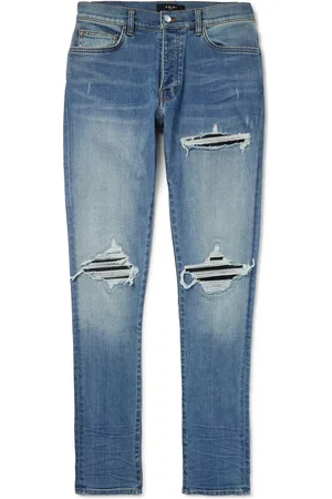 AMIRI MX1 Skinny-Fit Leather-Panelled Distressed Jeans