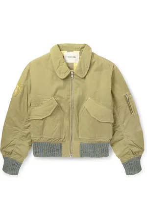 Story Grain Crochet-Trimmed Organic Cotton-Twill Bomber Jacket