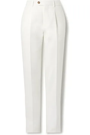 Brunello Cucinelli Slim-Fit Pleated Cotton-Twill Suit Trousers