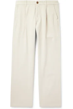 Mr P. Edward Straight-Leg Pleated Cotton-Blend Cavalry Twill Trousers