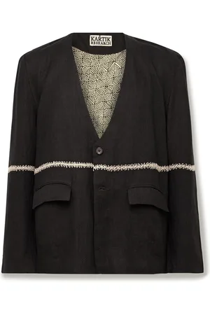 Kartik Research Unstructured Embroidered Linen Blazer