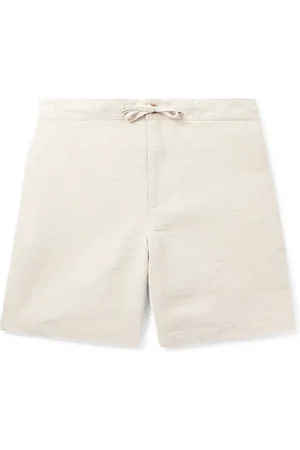 Mr P. Straight-Leg Linen and Cotton-Blend Drawstring Shorts