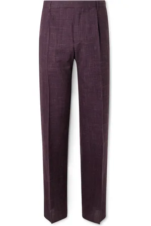 Mr P. Mike Straight-Leg Pleated Wool, Silk and Linen-Blend Suit Trousers