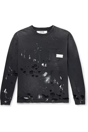 NEIGHBORHOOD Savage Distressed Paint-Splattered Cotton-Jersey T-Shirt