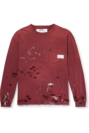 NEIGHBORHOOD Savage Distressed Paint-Splattered Cotton-Jersey T-Shirt