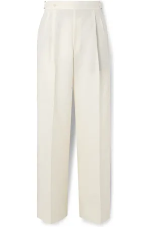 Stoffa Straight-Leg Pleated Linen-Canvas Trousers