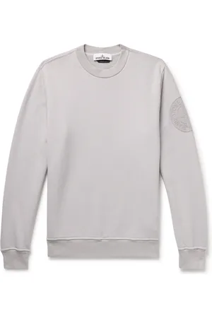 Stone Island Logo-Embroidered Garment-Dyed Cotton-Jersey Sweatshirt
