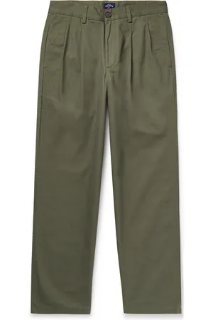 Noah NYC Straight-Leg Pleated Cotton-Twill Trousers