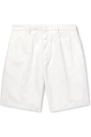 Ermenegildo Zegna Straight-Leg Pleated Cotton and Linen-Blend Twill Shorts