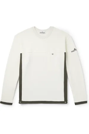 Stone Island Colour-Block Logo-Embroidered Cotton-Jersey Sweatshirt