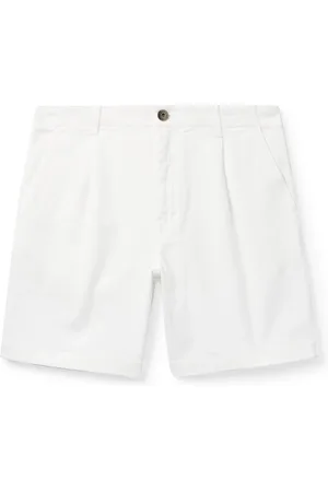 Mr P. Straight-Leg Pleated Cotton-Blend Twill Shorts
