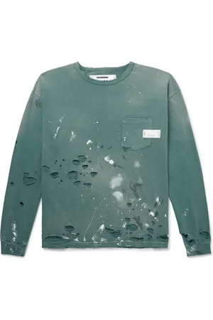 NEIGHBORHOOD Savage Distressed Paint-Splattered Cotton-Jersey T-Shirt
