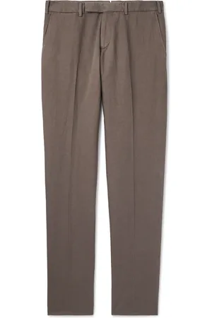 Ermenegildo Zegna Slim-Fit Tapered Cotton and Linen-Blend Twill Trousers