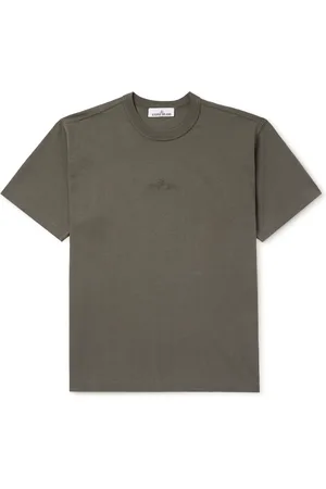 Stone Island Logo-Embroidered Garment-Dyed Organic Cotton-Jersey T-Shirt