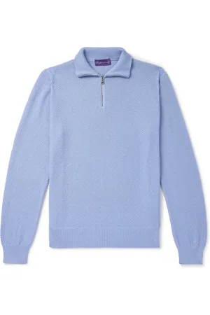 Ralph Lauren Mulberry Silk and Cotton-Blend Half-Zip Sweater