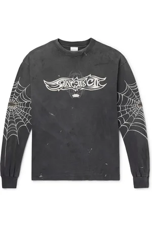 SAINT MXXXXXX TEFLON DISCO Distressed Printed Cotton-Jersey T-Shirt
