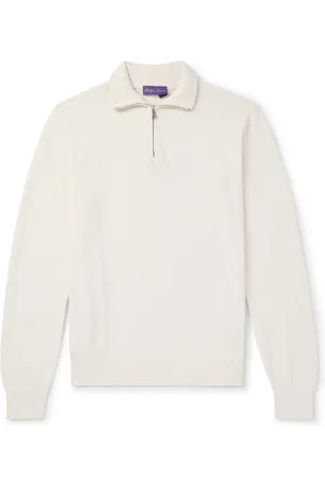 Ralph Lauren Mulberry Silk and Cotton-Blend Half-Zip Sweater