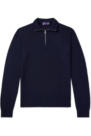 Ralph Lauren Silk and Cotton-Blend Half-Zip Sweater