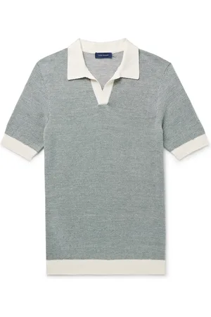 Thom Sweeney Slim-Fit Birdseye Cotton and Linen-Blend Polo Shirt
