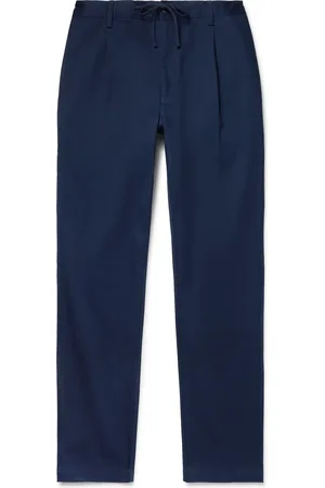 ONIA Slim-Fit Pleated Garment-Dyed Stretch-Cotton Drawstring Trousers