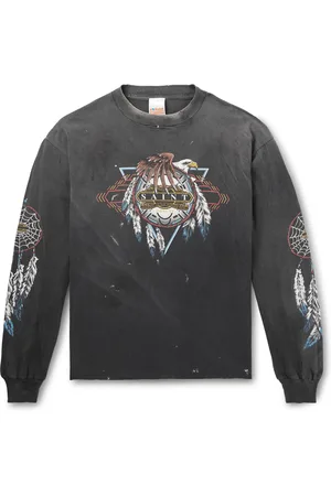 SAINT MXXXXXX TEFLON DISCO Distressed Printed Cotton-Jersey T-Shirt