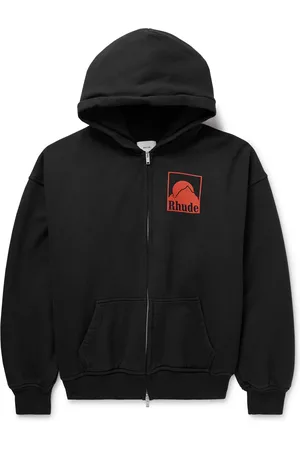 Rhude Moonlight Badge Logo-Print Cotton-Jersey Zip-Up Hoodie