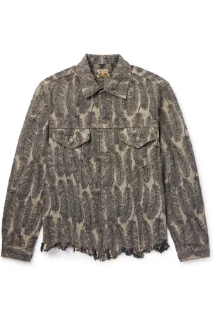 KAPITAL Magpie Distressed Denim-Jacquard Jacket