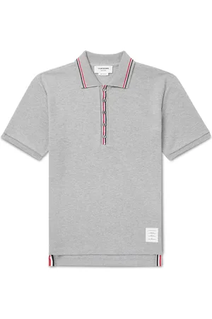 Thom Browne Logo-Appliquéd Striped Waffle-Knit Cotton Polo Shirt