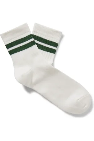 Mr P. Striped Ribbed Cotton-Blend Socks
