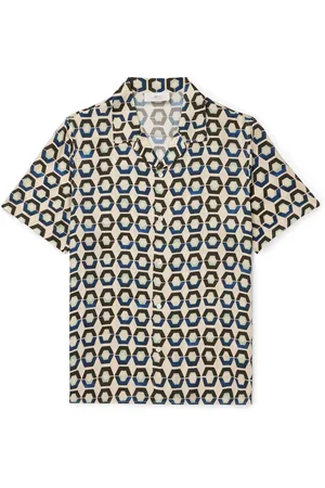 Mr P. Geo Camp-Collar Printed Satin-Twill Shirt