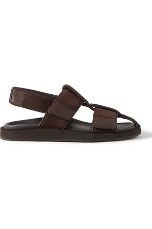 JOHN LOBB Milford Leather-Trimmed Suede Sandals