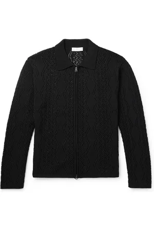 AMOMENTO Crocheted Zip-Up Cardigan