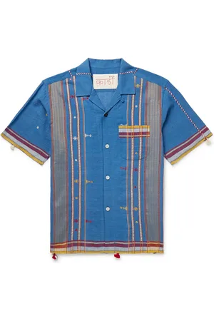 Kardo Ayo Convertible-Collar Embelished Embroidered Cotton Shirt
