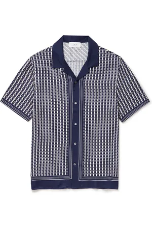 Mr P. Camp-Collar Printed Satin-Twill Shirt