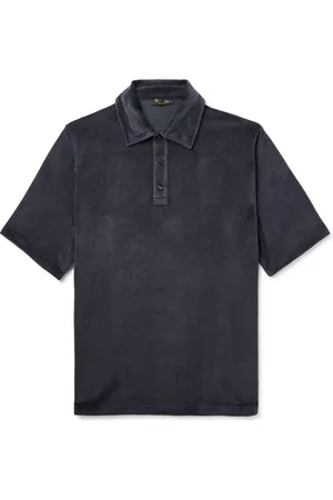 Loro Piana Cotton and Silk-Blend Velour Polo Shirt