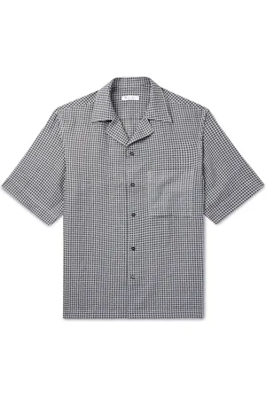 Loro Piana Federico Camp-Collar Checked Linen Shirt