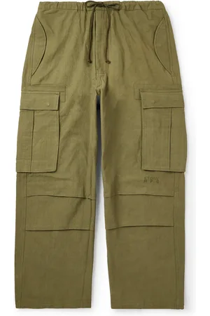 Story Peace Wide-Leg Slub Organic Cotton Drawstring Cargo Trousers