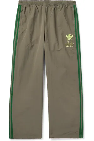 adidas Brain Dead Wide-Leg Logo-Flocked Striped Shell Track Pants