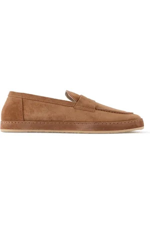 Brunello Cucinelli Washed-Suede Penny Loafers