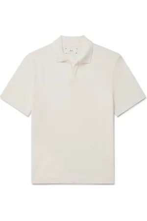 Mr P. Jonny Open-Collar Waffle-Knit Organic Cotton Polo Shirt