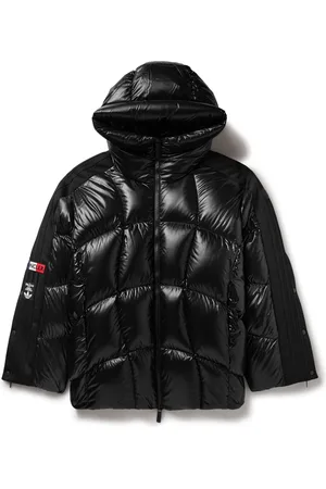 Moncler Adidas Originals Beiser Tech Jersey-Trimmed Quilted Glossed-Shell Hooded Down Jacket