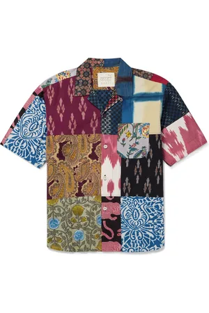 Kardo Convertible-Collar Patchwork Printed Cotton Shirt