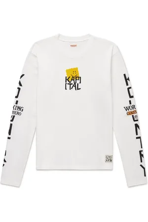 KAPITAL Peckish Embroidered Printed Cotton-Jersey T-Shirt