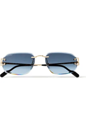Cartier Signature C Rimless Rectangular-Frame -Tone Sunglasses