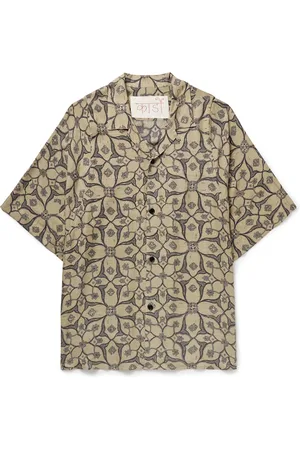 Kardo Yusuke Convertible-Collar Printed Silk Shirt